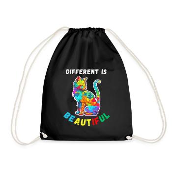 Soutien sensibilisation à l'autisme chat coloré - Sac de sport léger - noir - Devant