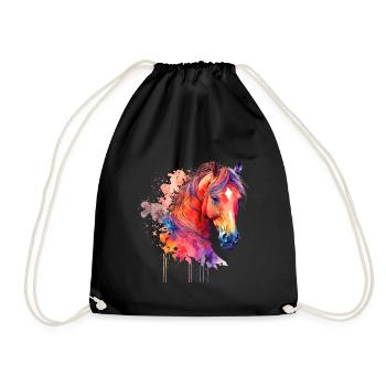 Idée passion chevaux cavalière aquarelle splash - Sac de sport léger - noir - Devant