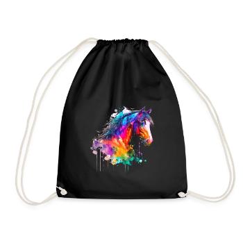 Idée passion chevaux cavalière aquarelle splash - Sac de sport léger - noir - Devant