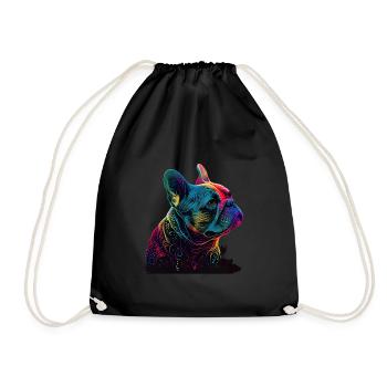 Fan chien bouledogue francais coloré mandala - Sac de sport léger - noir - Devant