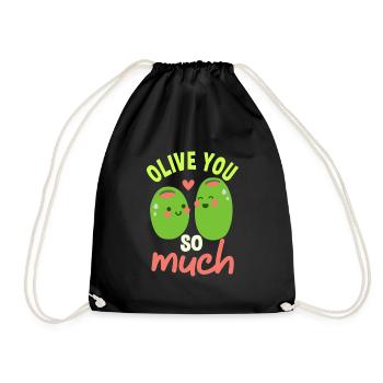 Olive you so much pair shirt - Drawstring Bag - black - Front