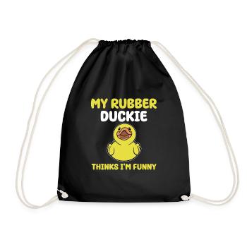 Funny Rubber Duck Gift - Drawstring Bag - black - Front