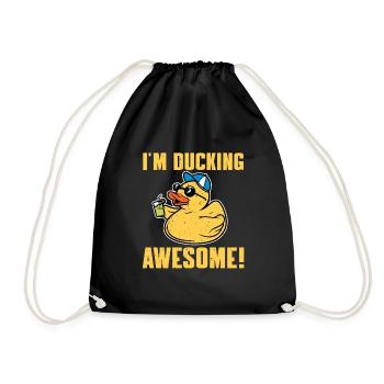 Funny squeaky duck - Drawstring Bag - black - Front