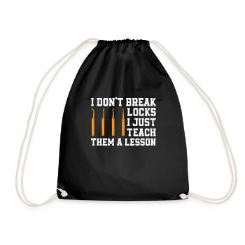 Funny Lock Picking Gift - Drawstring Bag - black - Front