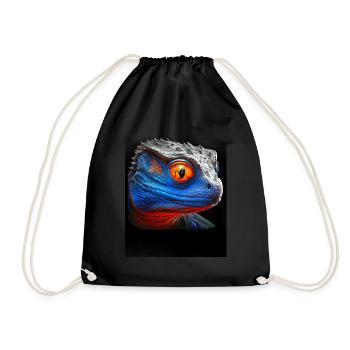 Blauer und orangefarbener Dinosaurier-Eidechsenkopf - Turnbeutel - Schwarz - Vorne
