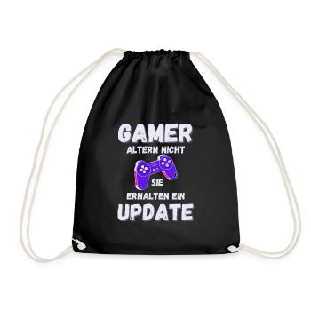 GAMER Lustiger Spruch Gaming Update - Turnbeutel - Schwarz - Vorne