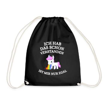 Lustiger Einhorn Spruch Ist Mir Nur Egal - Turnbeutel - Schwarz - Vorne