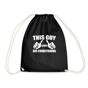 This guy loves the air conditioning - Drawstring Bag - black - Front