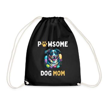 Australian Shepherd Easter Egg Hunter Mom Costume - Drawstring Bag - black - Front