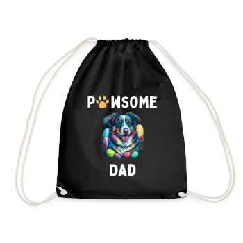 Australian Shepherd Easter Egg Hunter Dad Costume - Drawstring Bag - black - Front
