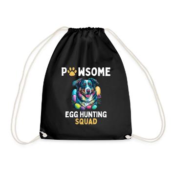 Australian Shepherd Easter Egg Hunting Squad Match - Drawstring Bag - black - Front