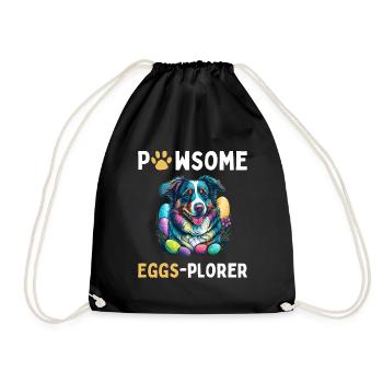 Australian Shepherd Easter Eggs Plorer Costume - Drawstring Bag - black - Front