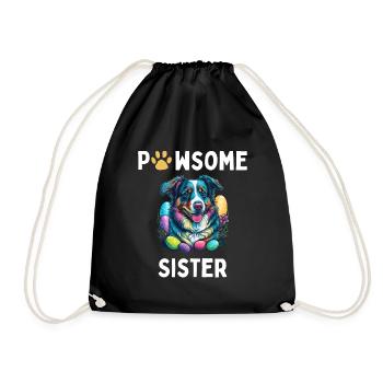 Australian Shepherd Easter Egg Hunting Sis Costume - Drawstring Bag - black - Front