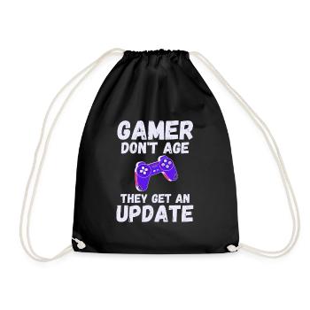 GAMER don't age they get an update Gaming - Drawstring Bag - black - Front