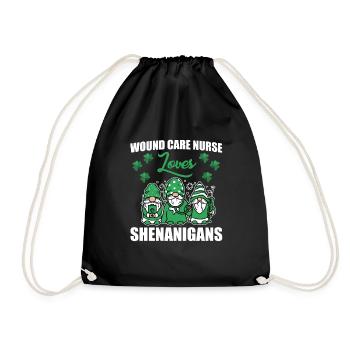 Wound Care Nurse St. Patrick's Day - Drawstring Bag - black - Front