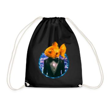 Goldfish in a tuxedo in the coral reef - Drawstring Bag - black - Front