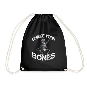 Shake your Bones skeleton saying Lusitg - Drawstring Bag - black - Front