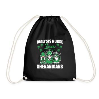 Funny Dialysis Nurse St. Patrick's Day - Drawstring Bag - black - Front