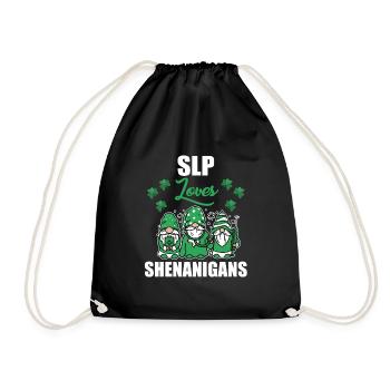 Speech-language pathologist loves Shenanigan's St. Patrick's Day - Drawstring Bag - black - Front