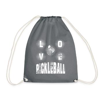 "Love Pickleball" - Drawstring Bag - grey - Front