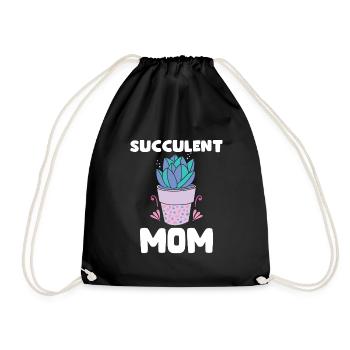 Sukkulenten Mama Design Gartenliebhaber - Turnbeutel - Schwarz - Vorne