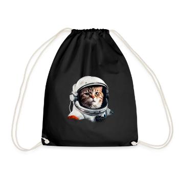 Cat Astronaut Costume Space Cats - Drawstring Bag - black - Front