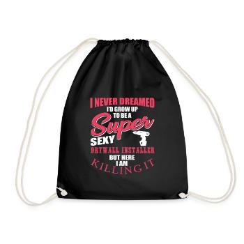 Funny Drywall Installer Shirt - Drawstring Bag - black - Front