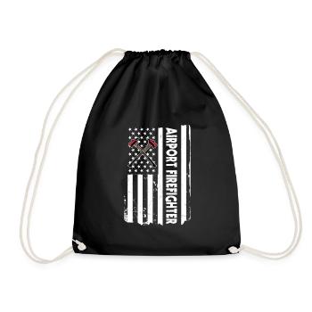 USA Flag Airport Fire Brigade - Drawstring Bag - black - Front