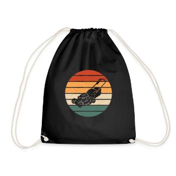 Retro lawn mower design - Drawstring Bag - black - Front