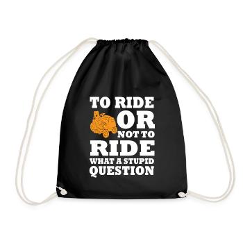 Funny ride-on mower gardener lawn mowing - Drawstring Bag - black - Front