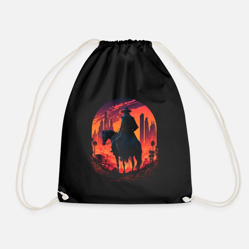 Cyberpunk Cowboy - Drawstring Bag - black