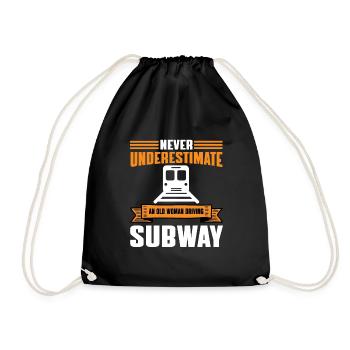 Funny female subway driver - Drawstring Bag - black - Front