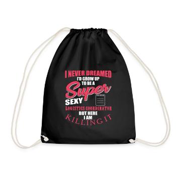 Funny Logistics Coordinator Costume - Drawstring Bag - black - Front