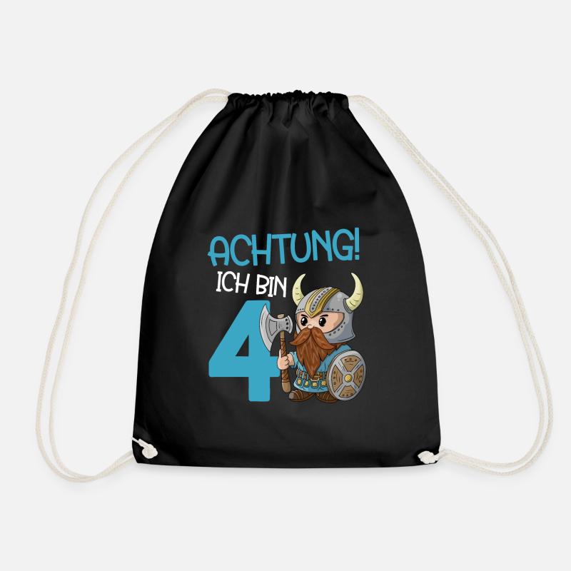 4 Jahre Geburtstag Ritter 4. Geburtstag Wikinger - Turnbeutel - Schwarz