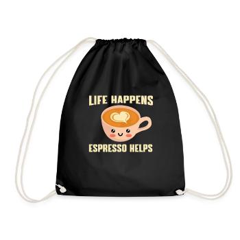 Lustiges Espresso-li Liebhaber Design - Turnbeutel - Schwarz - Vorne