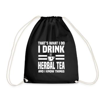 Herb tea - Drawstring Bag - black - Front