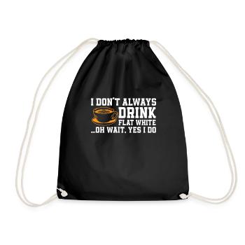 Funny Flat White Coffee Lover Design - Drawstring Bag - black - Front