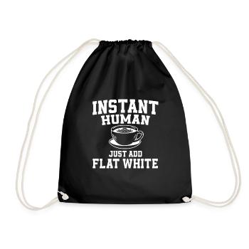 Funny Flat White Morning Coffee - Drawstring Bag - black - Front