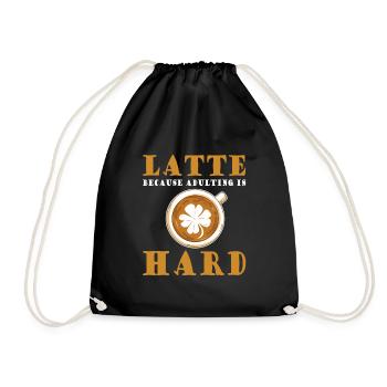 Funny coffee latte saying coffee drinker - Drawstring Bag - black - Front