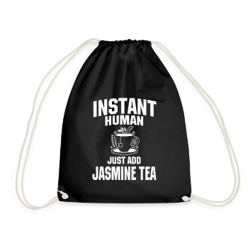 Instant Human Just add jasmine tea - Drawstring Bag - black - Front
