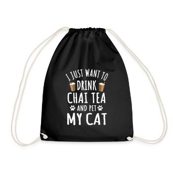 Thé Chai drôle et conception de propriétaire de chat - Sac de sport léger - noir - Devant