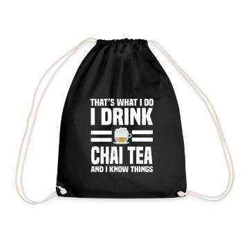 Cooler Chai Tee Spruch - Turnbeutel - Schwarz - Vorne