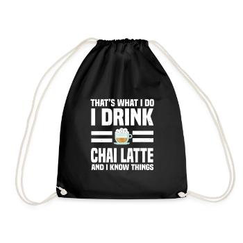 Chai Latte Spruch - Turnbeutel - Schwarz - Vorne