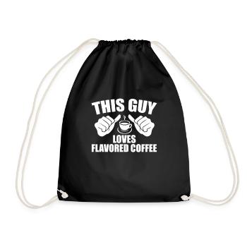 This guy loves flavored coffee - Drawstring Bag - black - Front