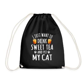 Thé sucré et chats - Sac de sport léger - noir - Devant