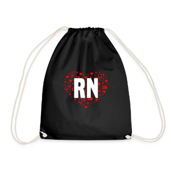 Cute Registered Nurse Rn Heart Design - Drawstring Bag - black - Front