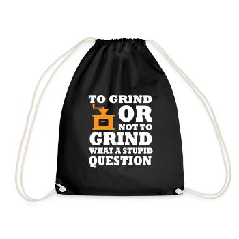 Funny Manual Coffee Grinder Design - Drawstring Bag - black - Front