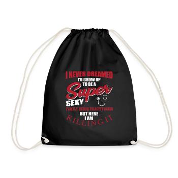 Funny family nurse saying - Drawstring Bag - black - Front