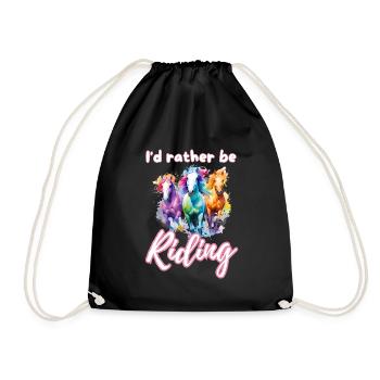 Ich würde lieber reiten reiten Mädchen Splash Art - Turnbeutel - Schwarz - Vorne