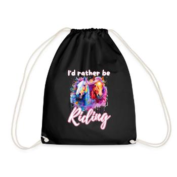 Je préfère monter à cheval fille splash art - Sac de sport léger - noir - Devant